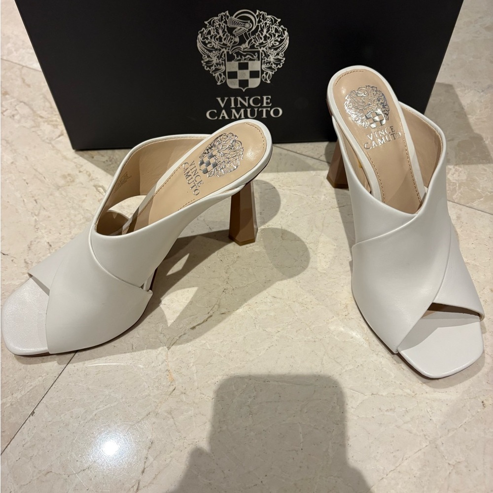Vince Camuto Cream Women's Open-Toe Mules